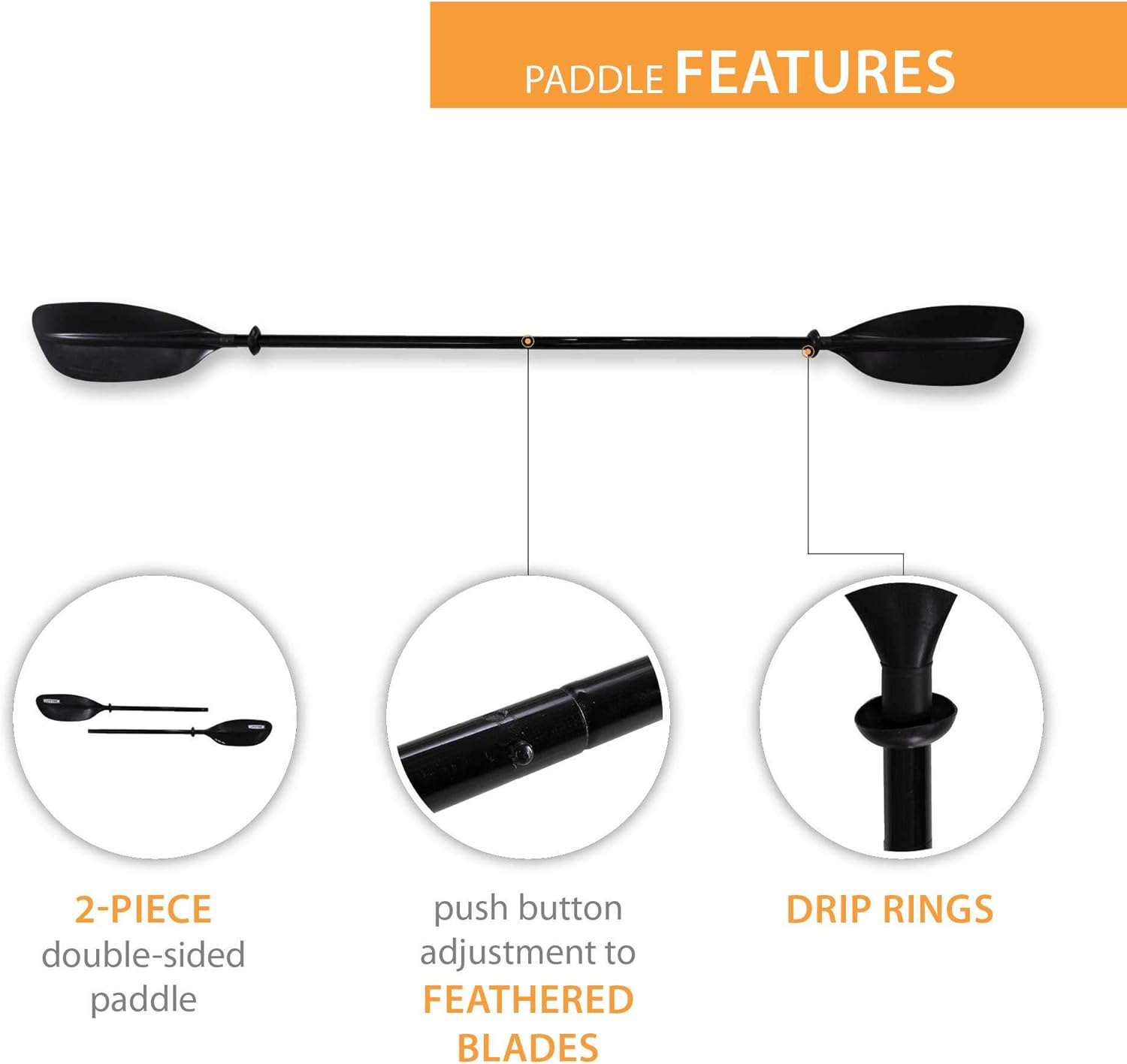 Lifetime Lite Elite Kayak Paddle, Black, 86.6 inches B906718