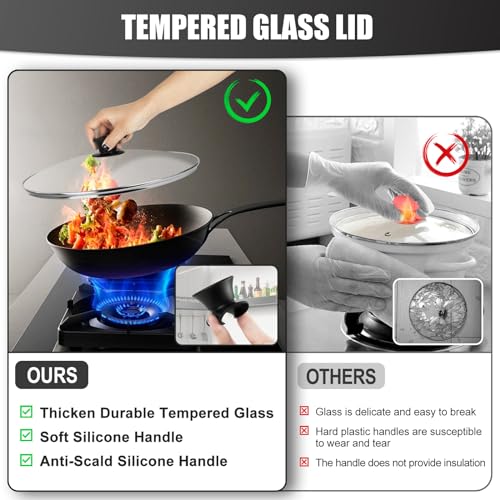 Tempered Glass Pan Lid 10 Inch Replacement Cover for Skillets Pots Wok U800043