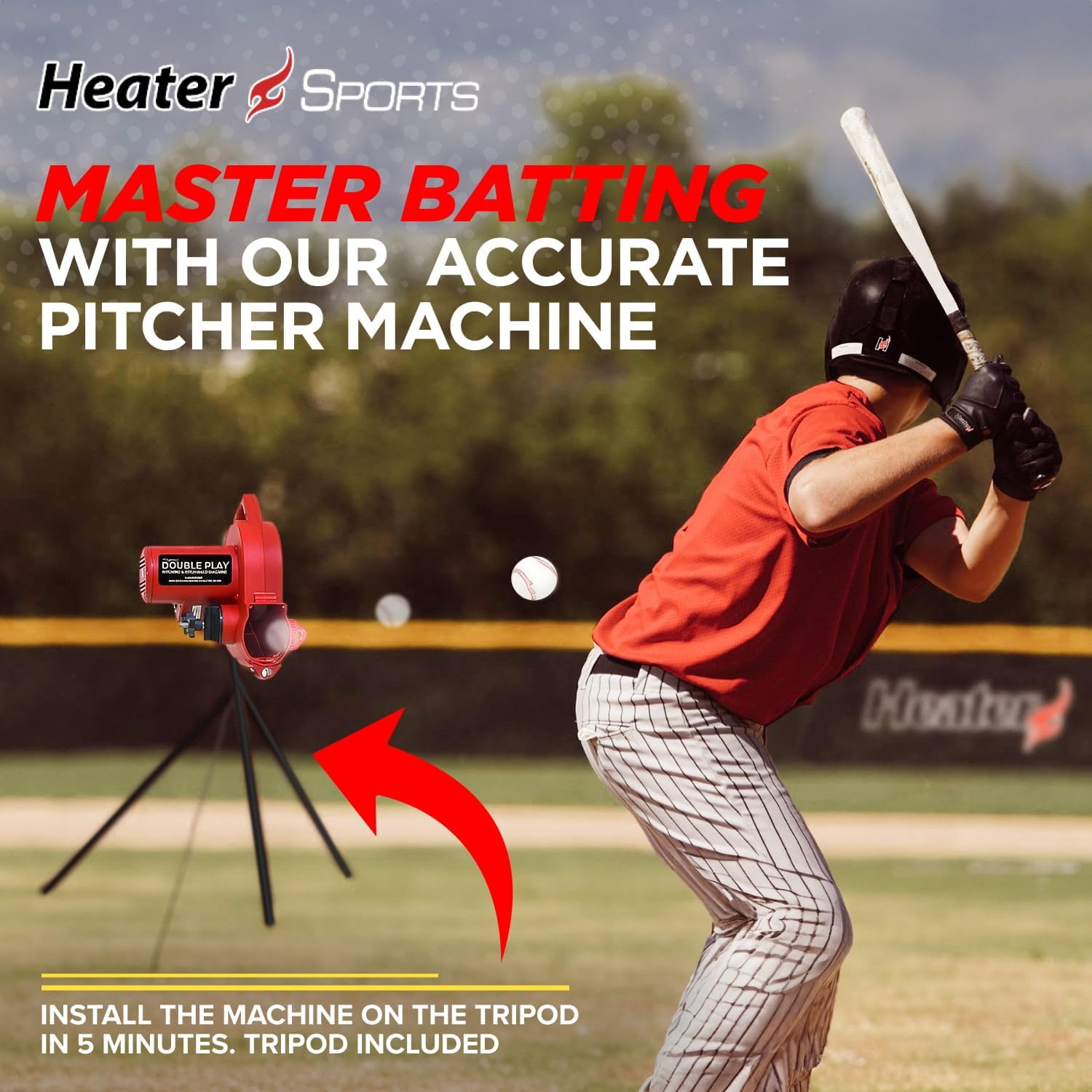 Heater Sports Double Play Pitch Back & Pitching Machine DP249, Red U7001
