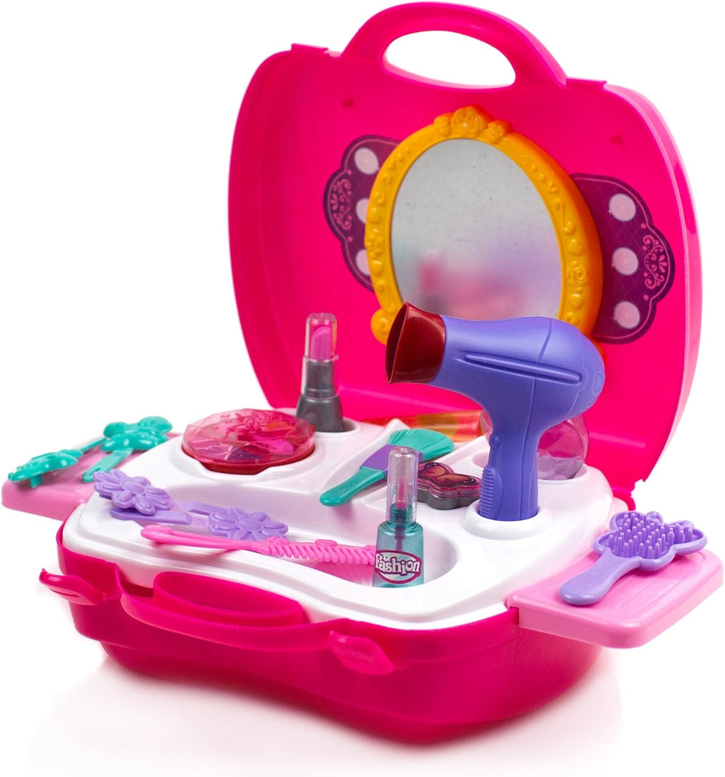 Toysery 21-Piece Pretend Play Makeup Kit for Girls with Vanity Case P608185