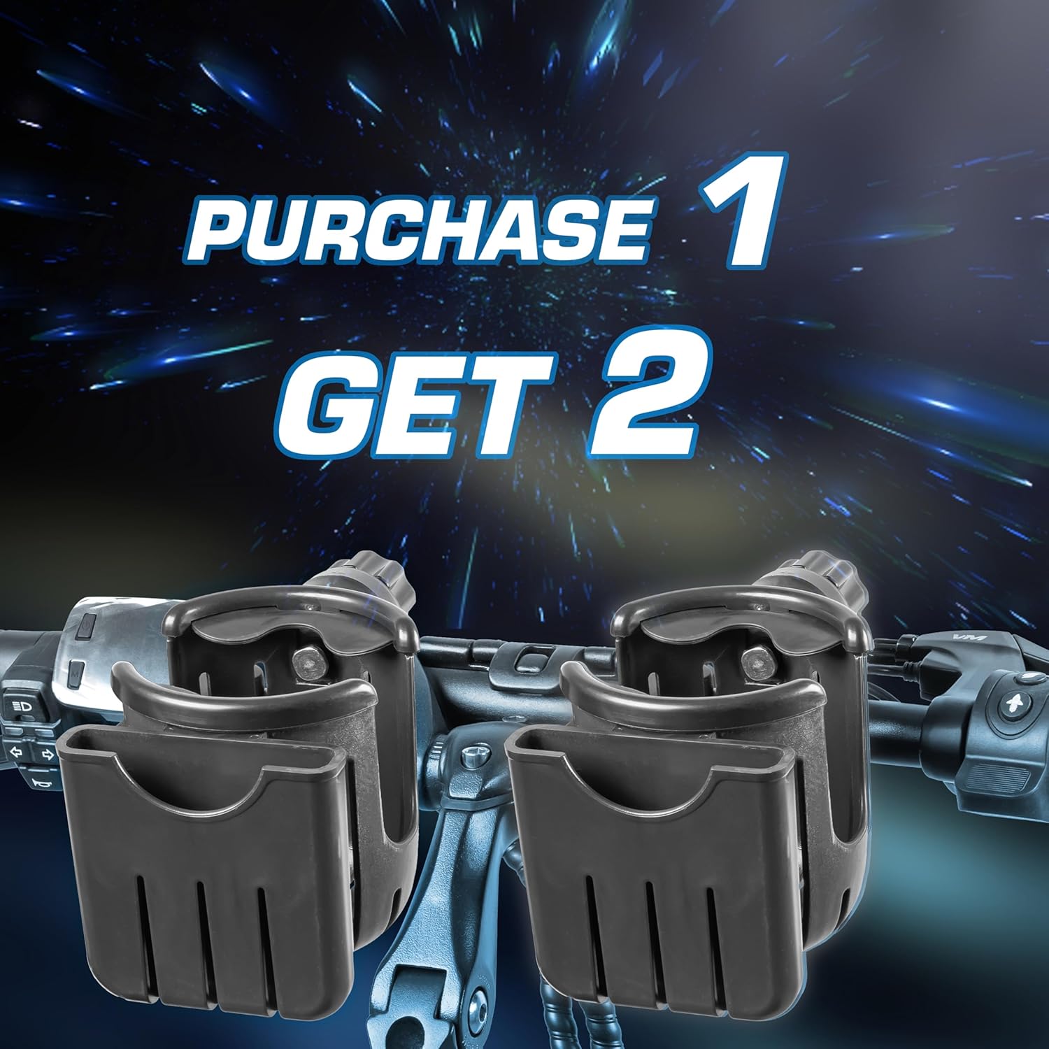 2-Pack Universal Stroller Cup & Phone Holder for Uppababy, Bike, Wheelchair D55809