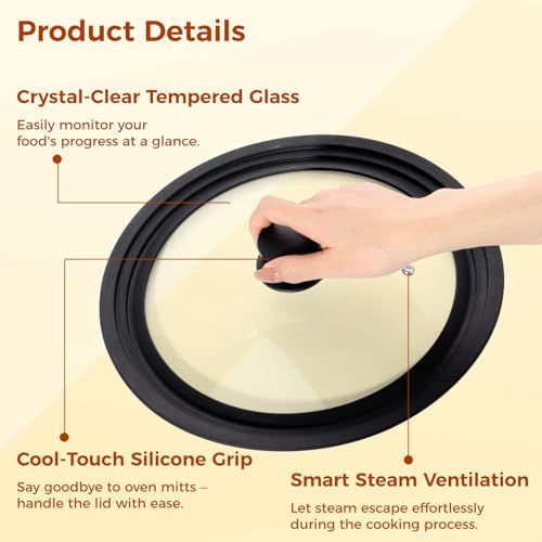 Universal Stainless Steel Pan Lid with Clear Window for Pots, Skillets, Woks E15087