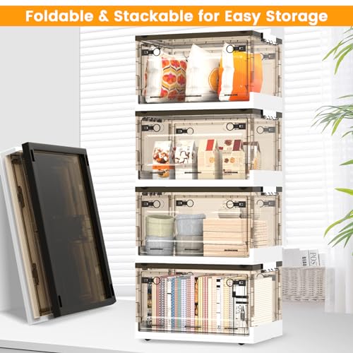50QT Foldable Stackable Storage Bins with Lids and Wheels E953