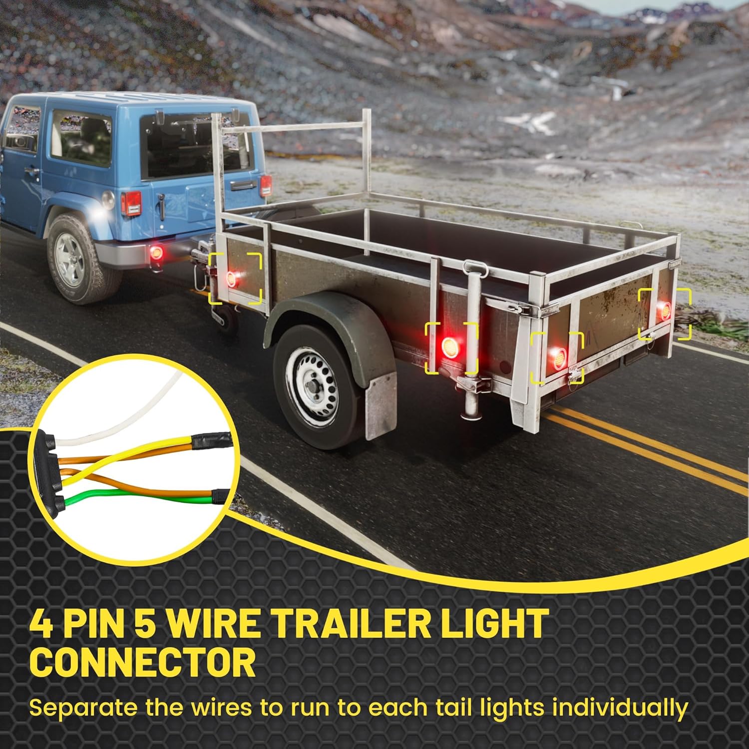 Oyviny 4 Pin 5 Wire Trailer Wiring Harness 22FT for Taillights S29494