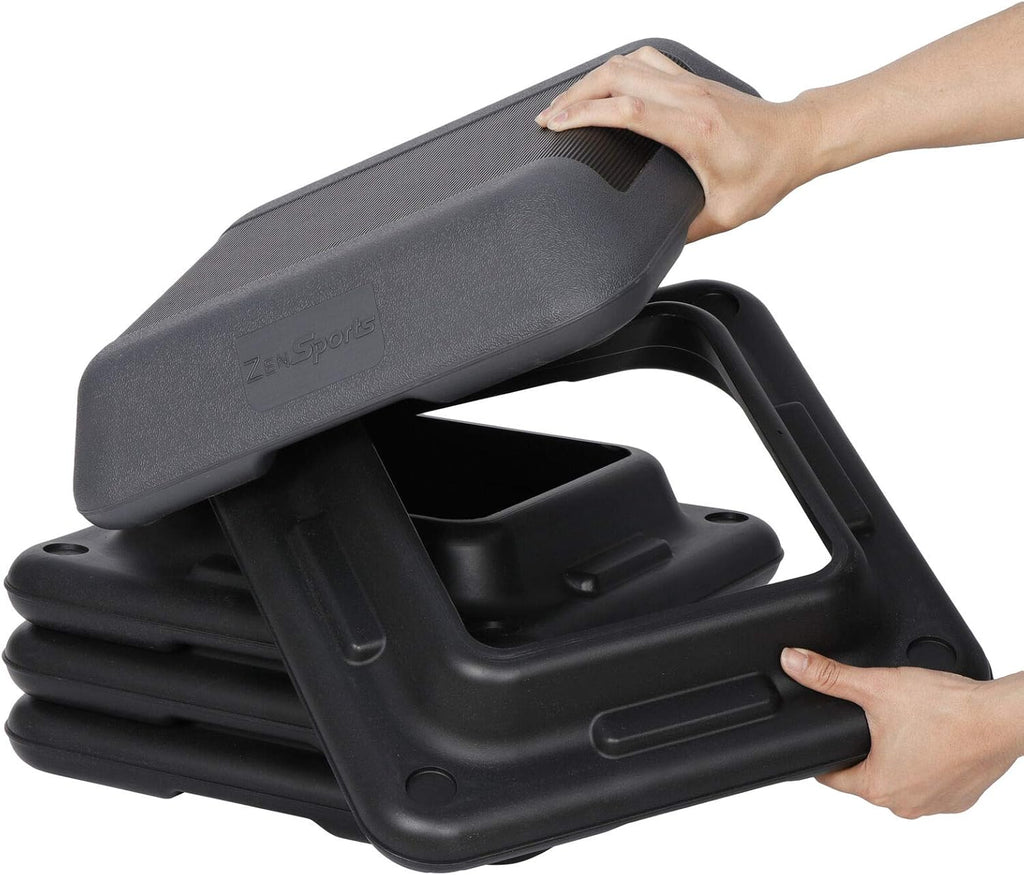 16" x 16" Adjustable Height Stepper Platform with 4 Risers, Grey & Black A340