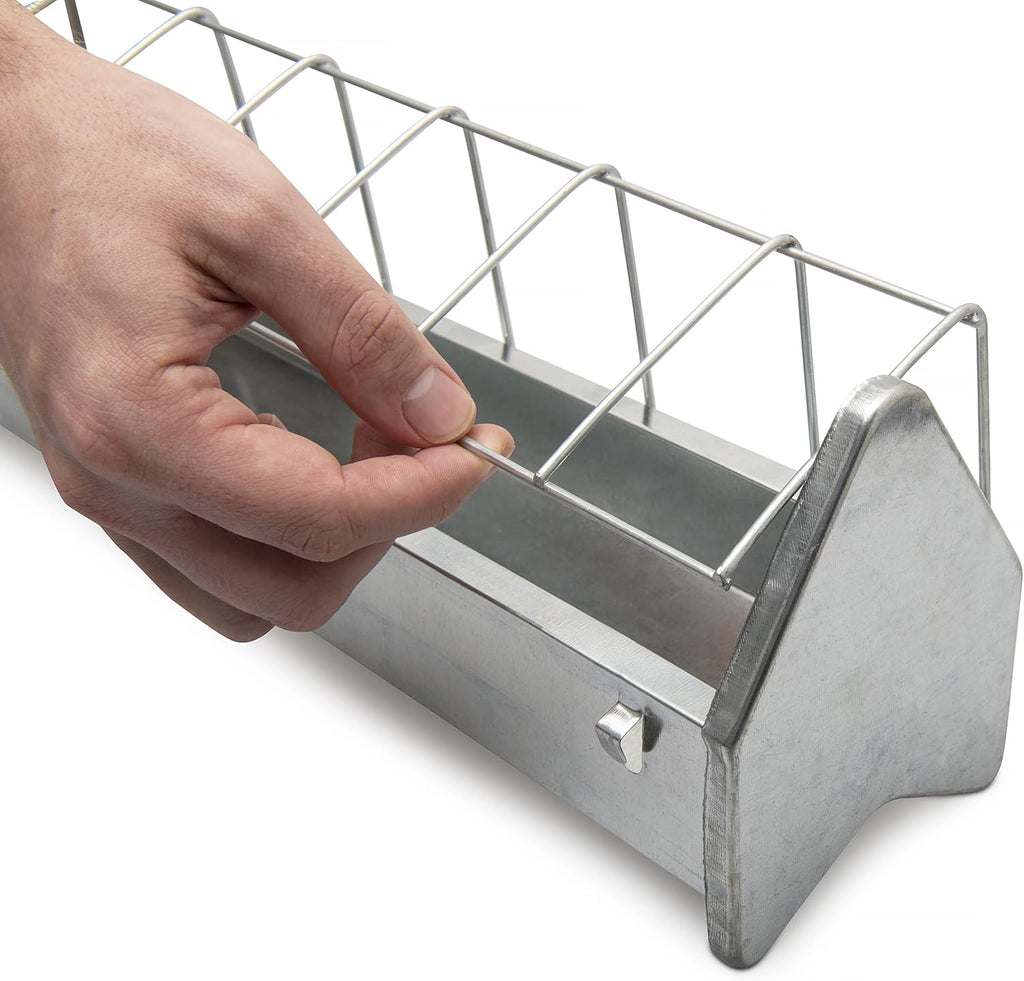 Galvanized Metal Chicken Feeder Trough 15" with Anti Roosting Guard G2347