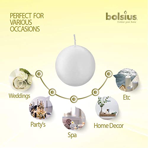Bolsius White Ball Candles 2.75 Inch Unscented Set of 10 I36774