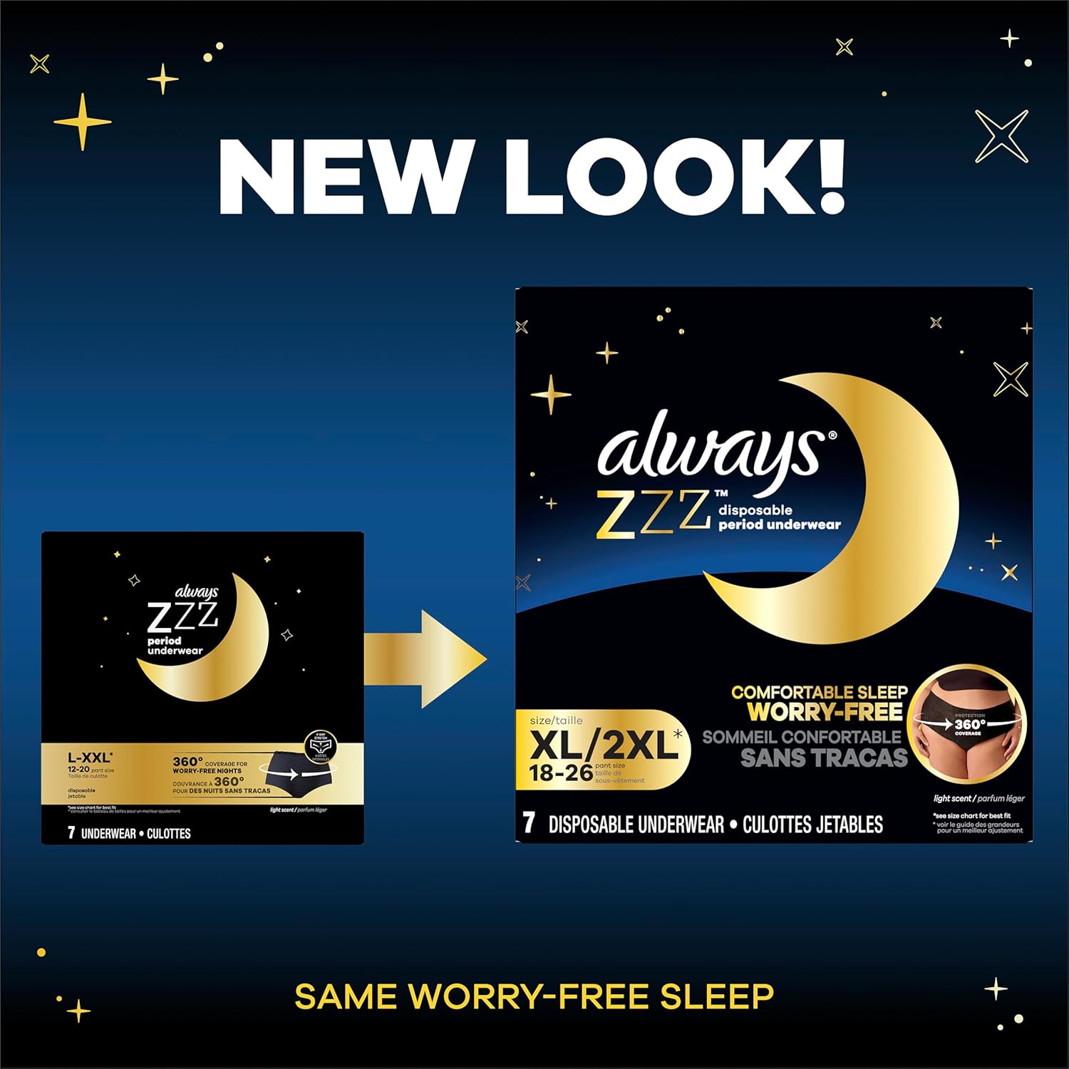 Always ZZZ Overnight Disposable Period Underwear for Women, XL, 14 Count I224