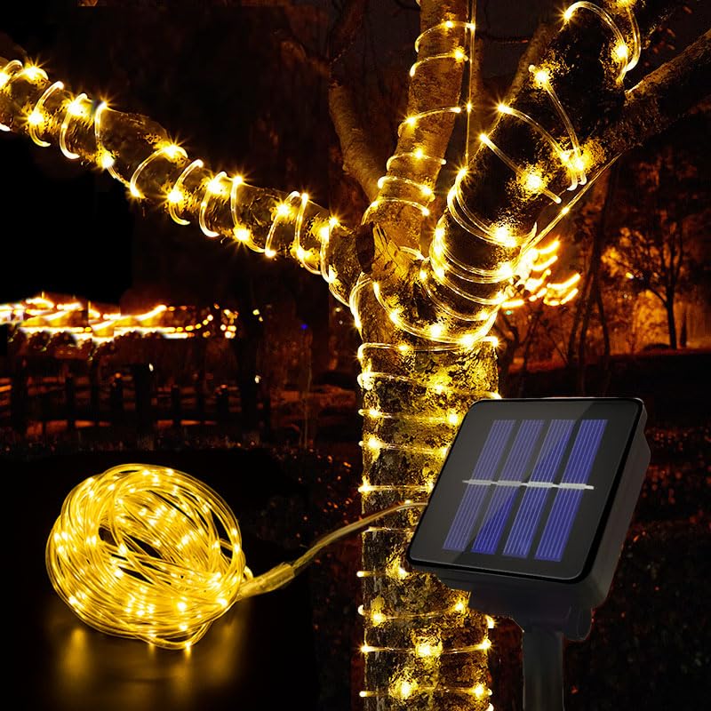 Solar Rope Lights Outdoor Waterproof, 39FT 100LED Outdoor String Lights Clear PVC Tube Fairy Lights, 8 Modes Trampoline Lights for Pool Tree Garden Yard Home Camping Wedding Halloween Holiday Decor