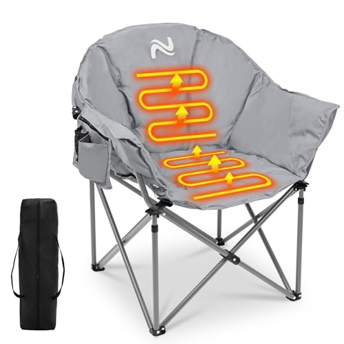 DoCred Heated Camping Chair - Heated Folding Chairs for Outdoor Sports, Portable Heated Chair for Adults,Supports 500 Lbs, Perfect for Camping, Outdoor Sports, Picnics, Battery NOT Include