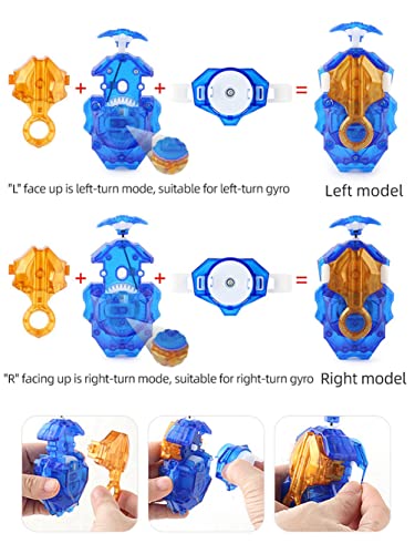 Lr Launcher Grip Bay Blades Toy Bey Battling Tops Burst Game B-184 Left Right String Launcher Booster DB B-191 Dangerous Belial All Might-2 Dynamite Battle Starter Set Gift for Boys (Black) X394413