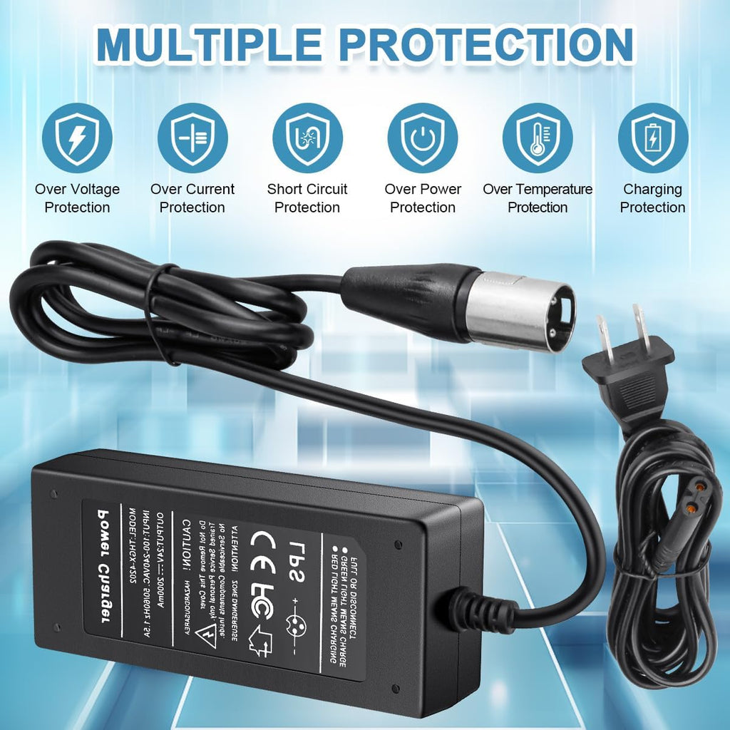 24V 2A XLR Electric Scooter Battery Charger for Go-Go Elite Traveller Plus and Ezip Mountain Trailz P30959