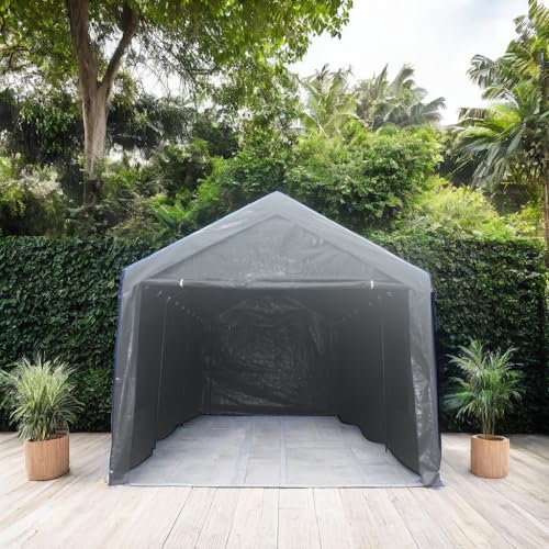CarPorts 10x20 Heavy Duty Portable Carport Canopy with Sidewalls, Outdoor Large Garage Storage Shed Waterproof Tents for Vehicles Car Truck Boat SUV Shelter, Grey