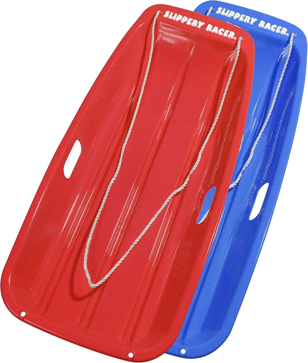 Downhill Sprinter Flexible Plastic Toboggan Snow Sled with Pull Rope for Kids & Adults E487184