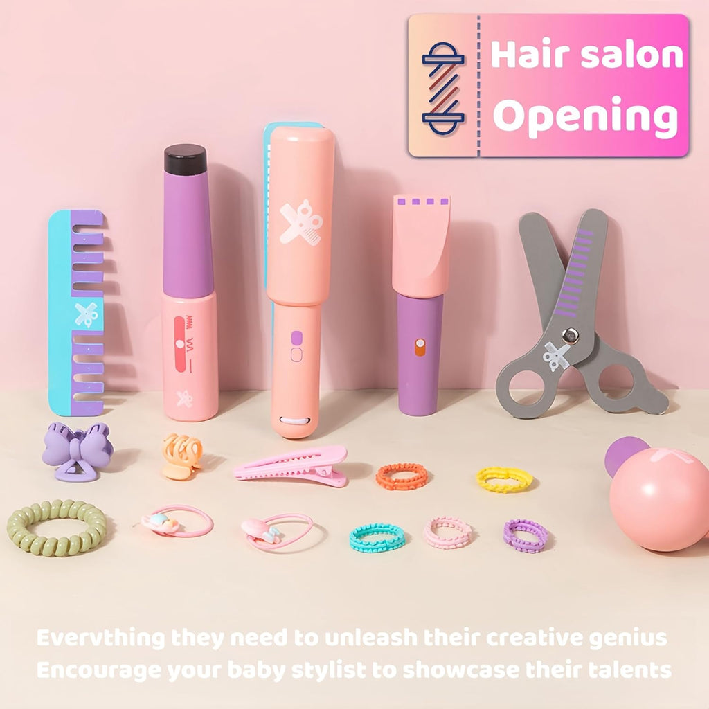 Mailuren® Wooden Makeup Toy Set for Girls with Hair Dryer and Styling Accessories A952