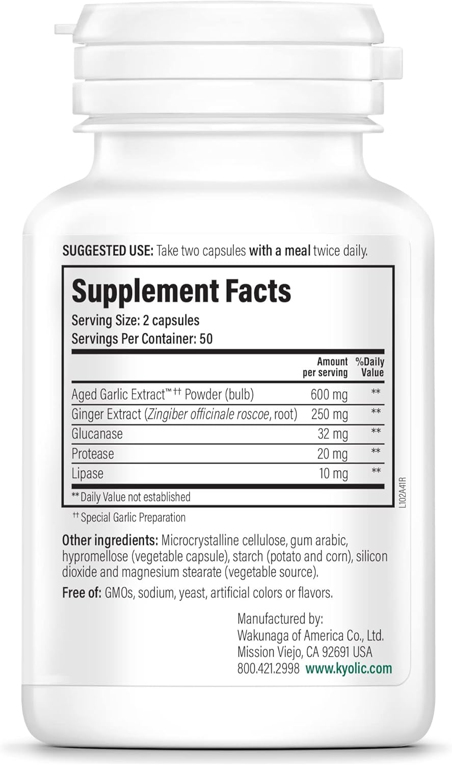 Kyolic Aged Garlic Extract Formula 102 with Ginger, 100 Vegetarian Capsules T654