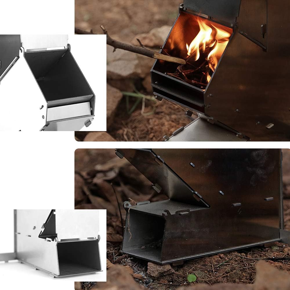 Lixada Camping Rocket Stove Portable Stainless Steel Wood Burning X1011