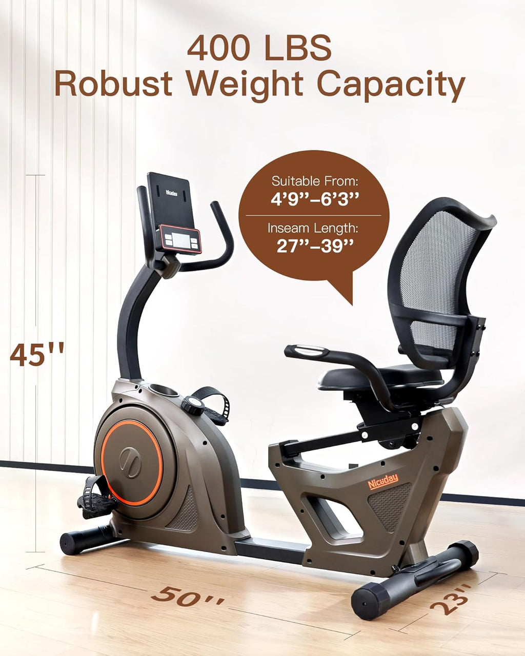 Niceday Elliptical Machine & Recumbent Exercise Bike, 16 Resistance Levels S516