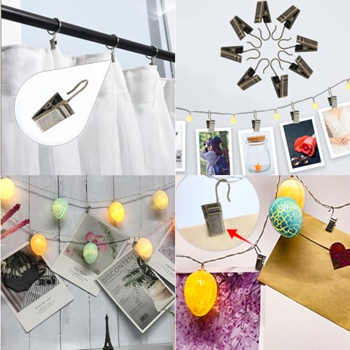 24pcs Stainless Steel Curtain Clips for Hanging Photos and Lights O59905