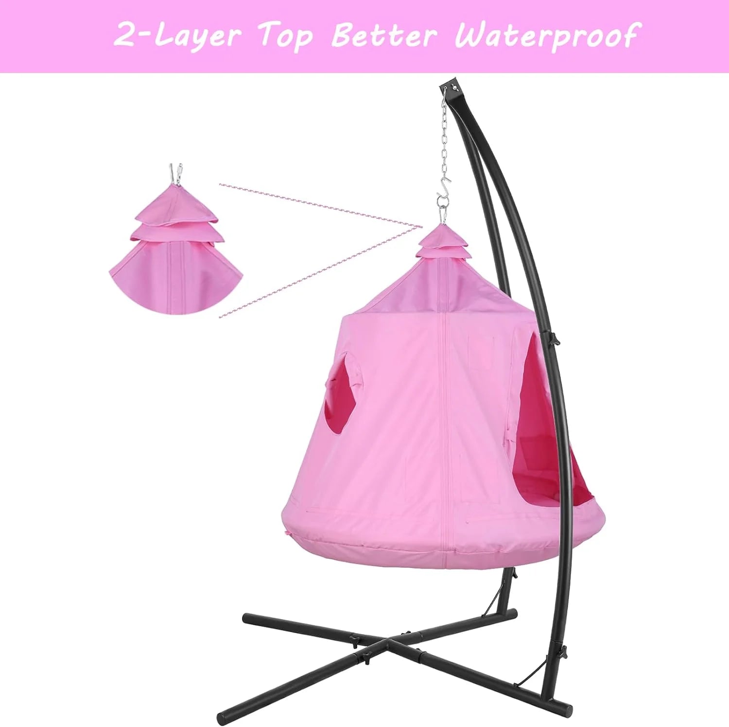 LAZY BUDDY Hammock Chair Set with Steel Stand, LED Lights, 330 lbs (Pink) N237115