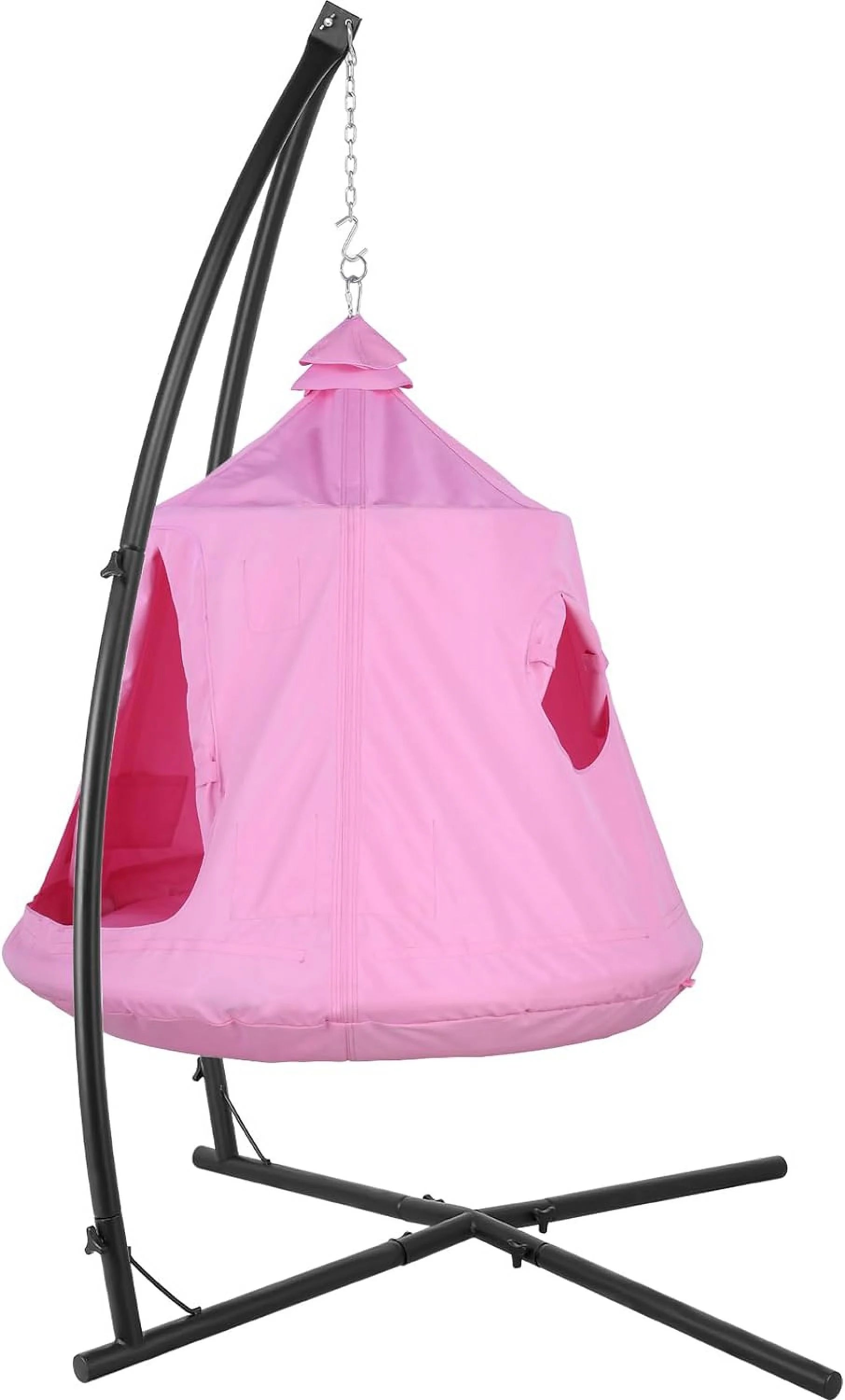 LAZY BUDDY Hammock Chair Set with Steel Stand, LED Lights, 330 lbs (Pink) N237115