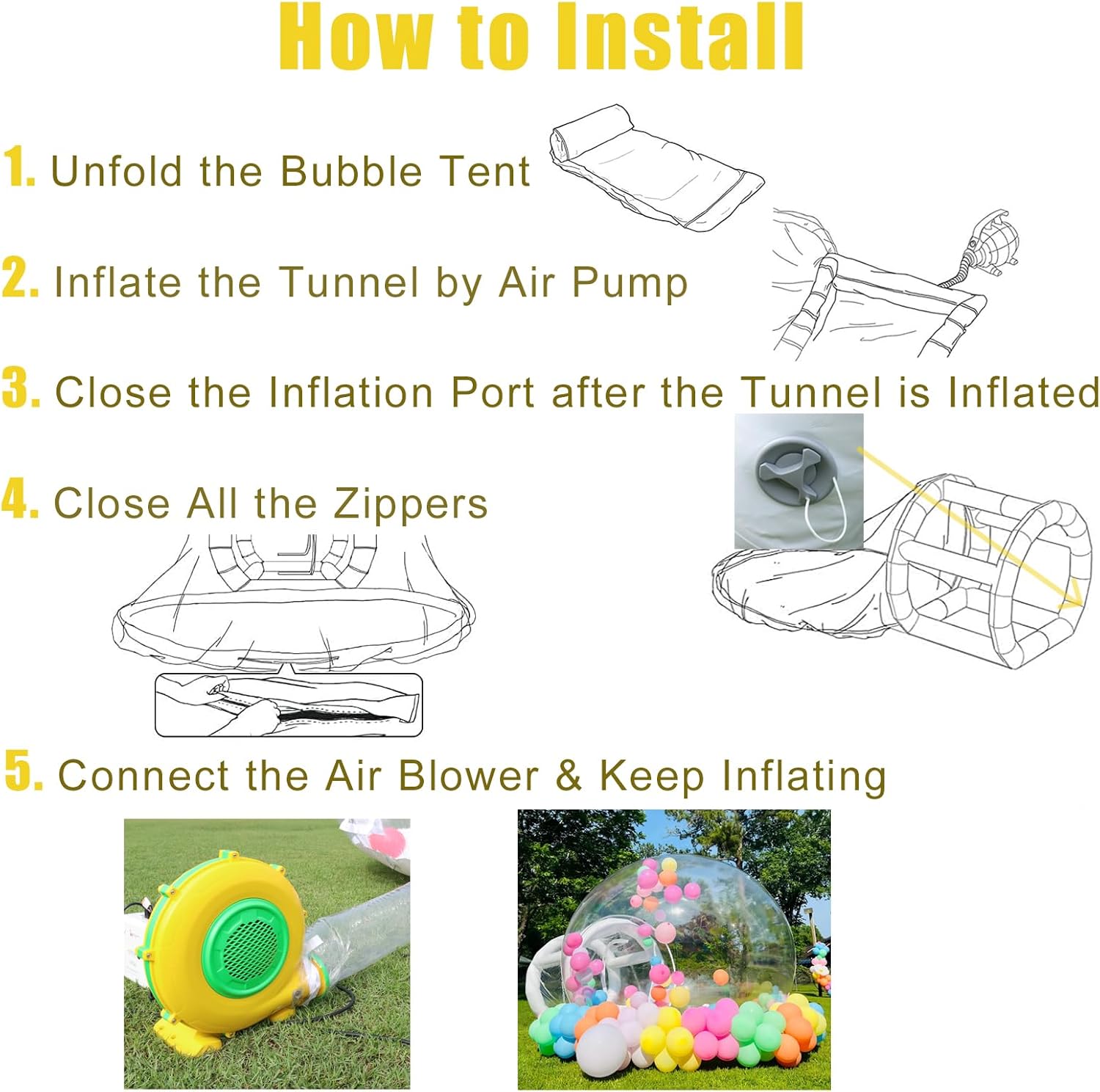 10FT Inflatable Bubble Tent with Blower, Clear Dome for Events X229