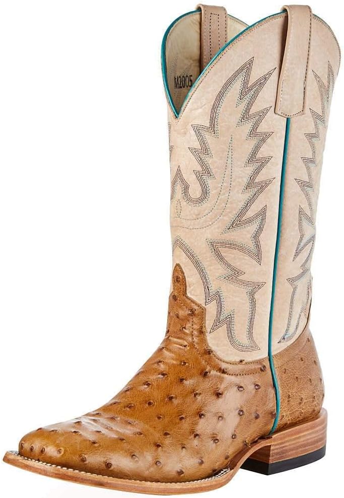 Women's Top Hand Antique Saddle Full Quill Ostrich Cowgirl Boot Brown 10 B