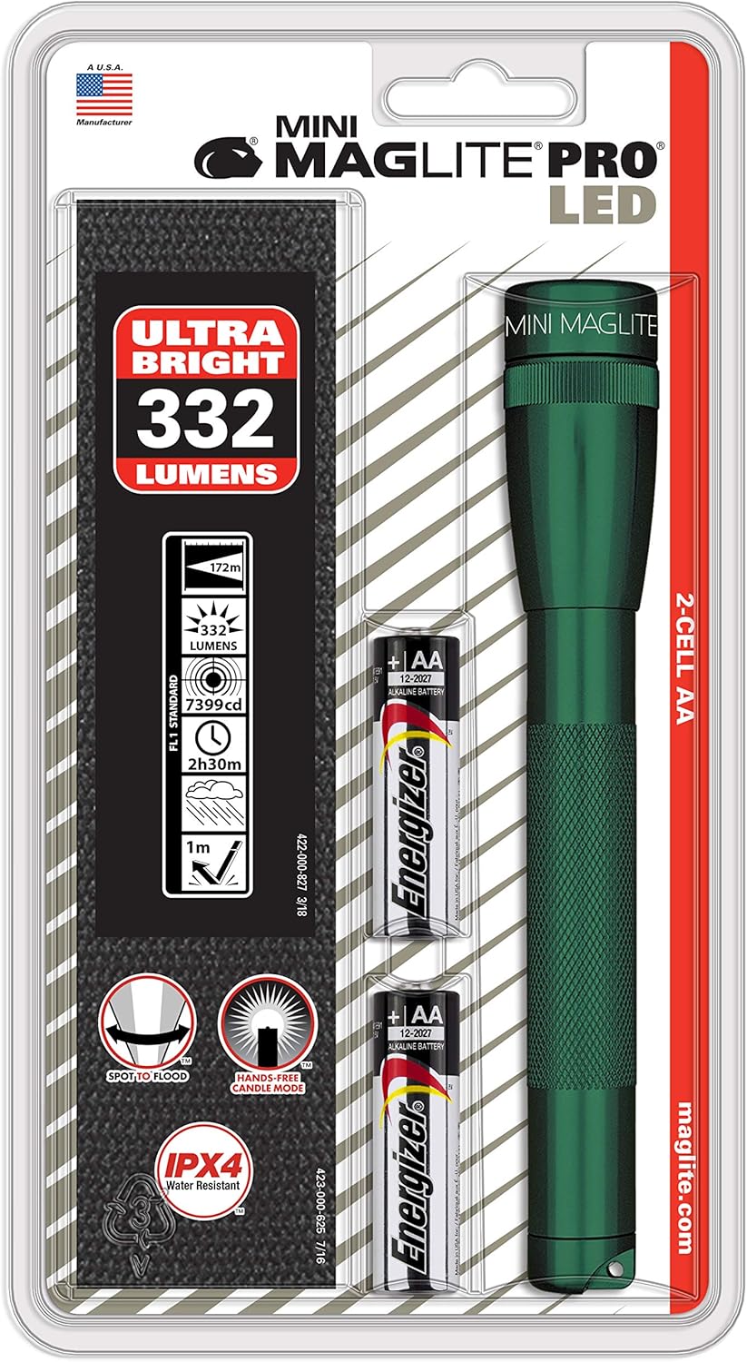 Maglite 332 lumens Green LED Mini Flashlight AA Battery