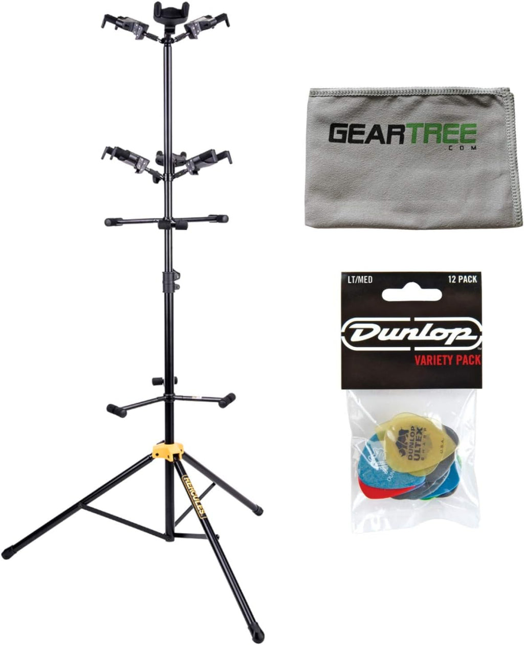 Hercules GS526BPlus Universal 6-Piece Guitar AutoGrip Display Stand w/Cloth and