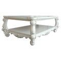 Bowery Hill Rectangular Wood Coffee Table with Bottom Shelf in Bone White