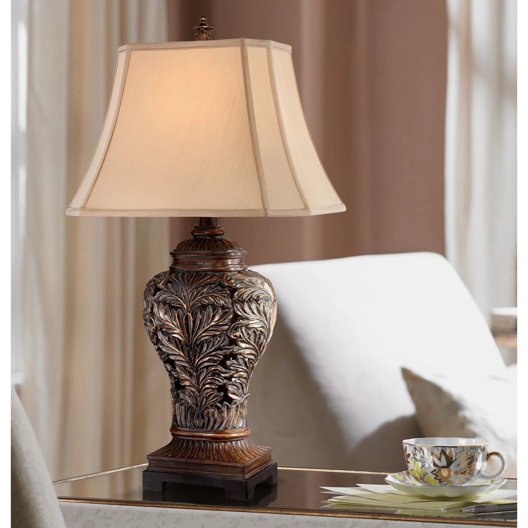 Barnes and Ivy Traditional Table Lamps 32.5" Set of 2 Bronze W123