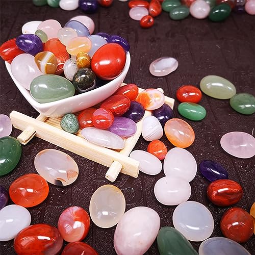100 Pcs Mixed Agate Stone Tumbled Polished Stones Crystal Set G9343