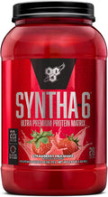 BSN SYNTHA-6 Whey Protein Powder, Strawberry Protein Powder with Micellar Casein, Milk Protein Isolate, Strawberry Milkshake, 28 Servings (Packaging May Vary)