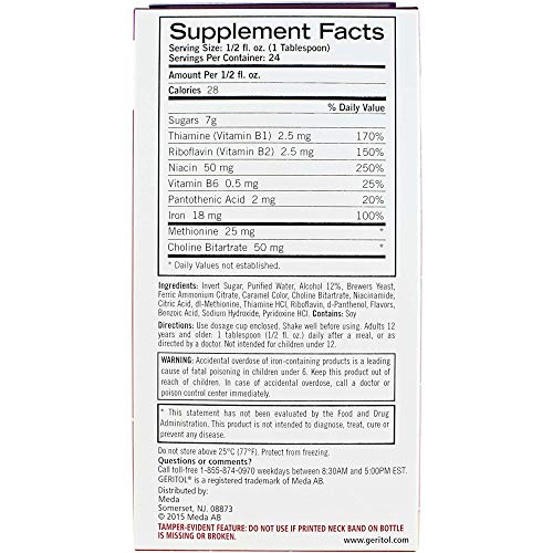 Geritol Liquid Energy Support B-Vitamins, 12 Fl Oz (Pack of 2) M7942