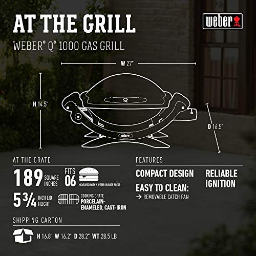 Weber Q1000 Liquid Propane Grill, Titanium T649312