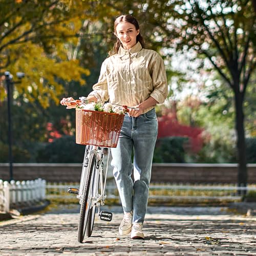 Viribus Women's Beach Cruiser Bike, 24 or 26 Inch, Step-Through with Basket J18770