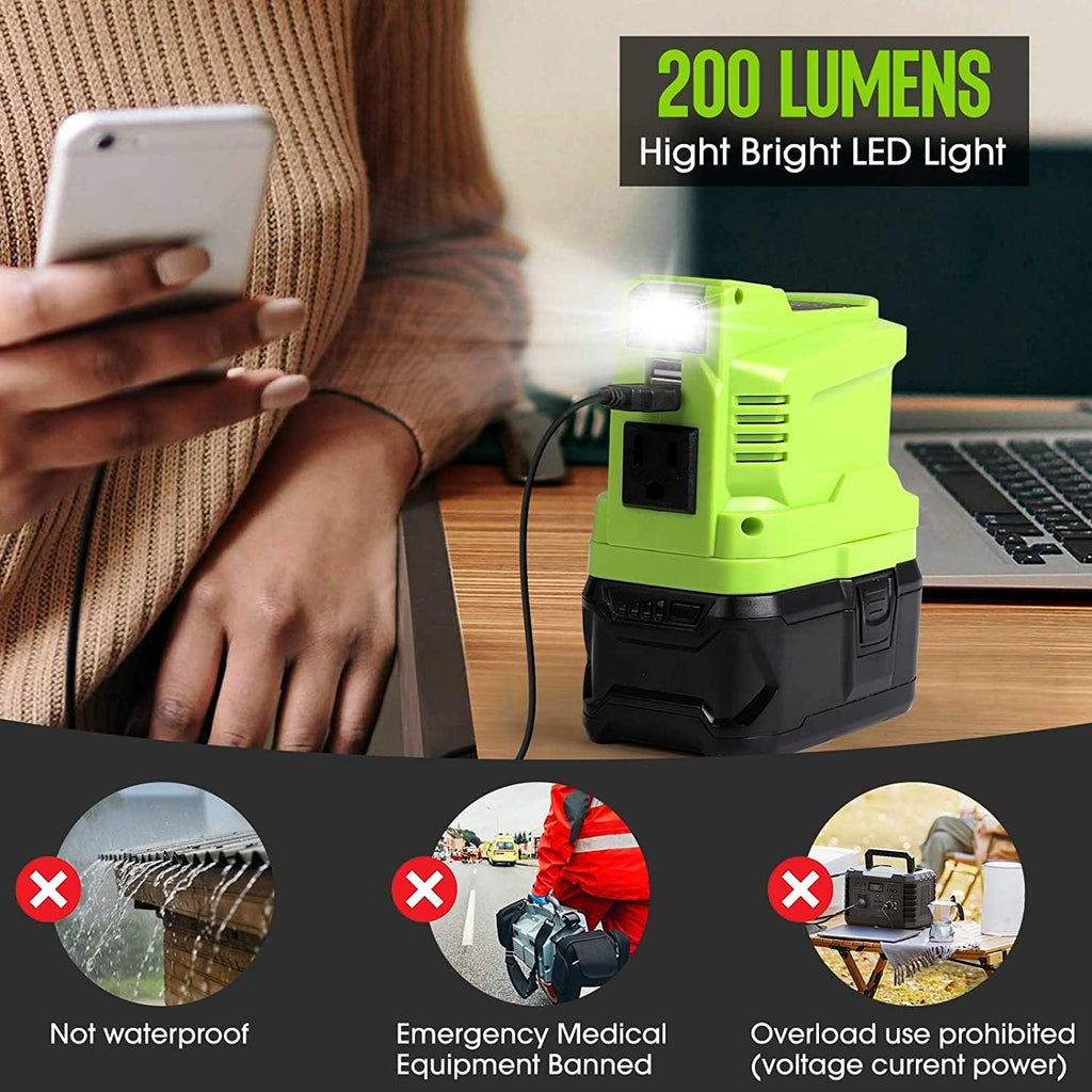 150W Power Inverter for Ryobi 18V, TEPULAS DC to AC 120V with USB Port B4459