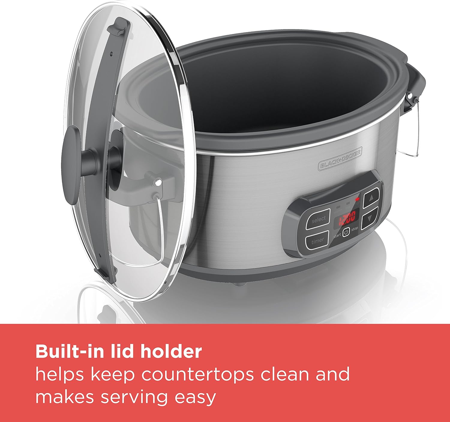 BLACK+DECKER SCD1007 7-Qt Locking Lid Digital Slow Cooker P298635
