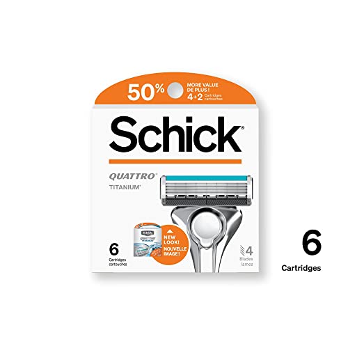 Schick Quattro Titanium Refills, Men’s Razor Refills, 6 Count Z601707