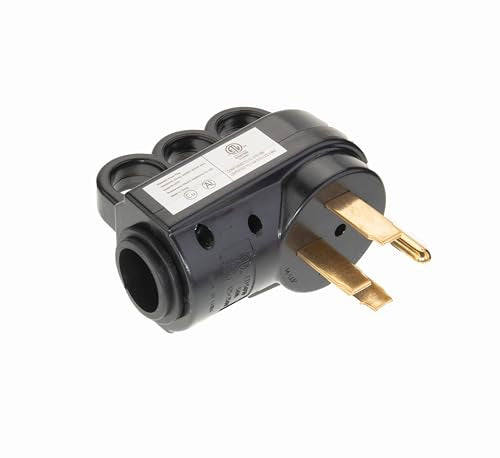 50 AMP RV Replacement Plug with Handle 14-50P 4 Prong Black C630