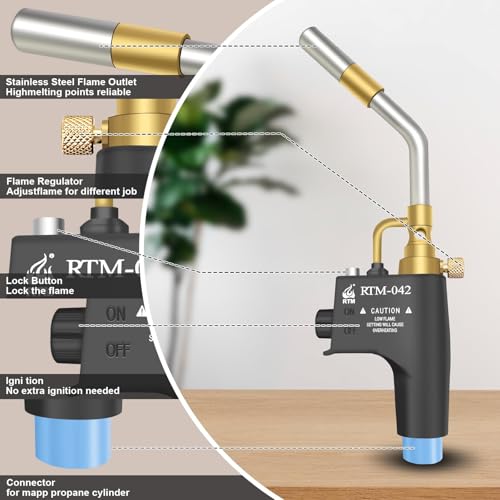 Propane Torch Head with Trigger Start for Soldering, Welding and Brazing (RTM-042) K7177
