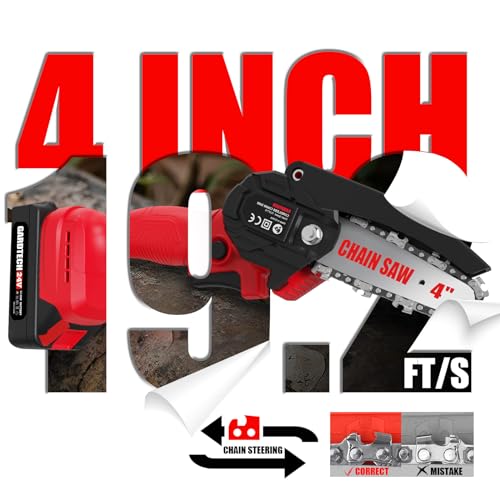 Gardtech Mini Chainsaw 6 Inch Cordless Portable Electric Chain Saw with 2 Batteries G989