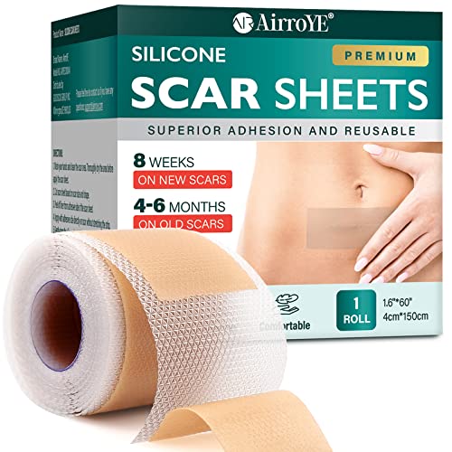 Silicone Scar Sheets,Silicone Scar Tape(1.6"x 120" Roll-3M), Reusable and Effective Scar Removal Sheets, Silicone Scar Removal Sheets for Surgical Scars,Healing Keloid, C-Section, Tummy Tuck