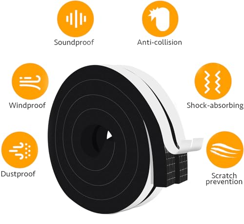 Upgraded Foam Weather Stripping Door Seal Tape for Windows and Doors, 1 in x 1/4 in x 33 Ft Q467