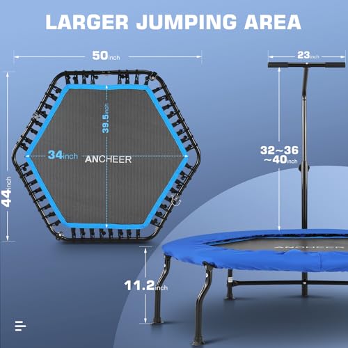 ANCHEER 50" Rebounder Trampoline for Adults with Bar, 550 LBS W9592