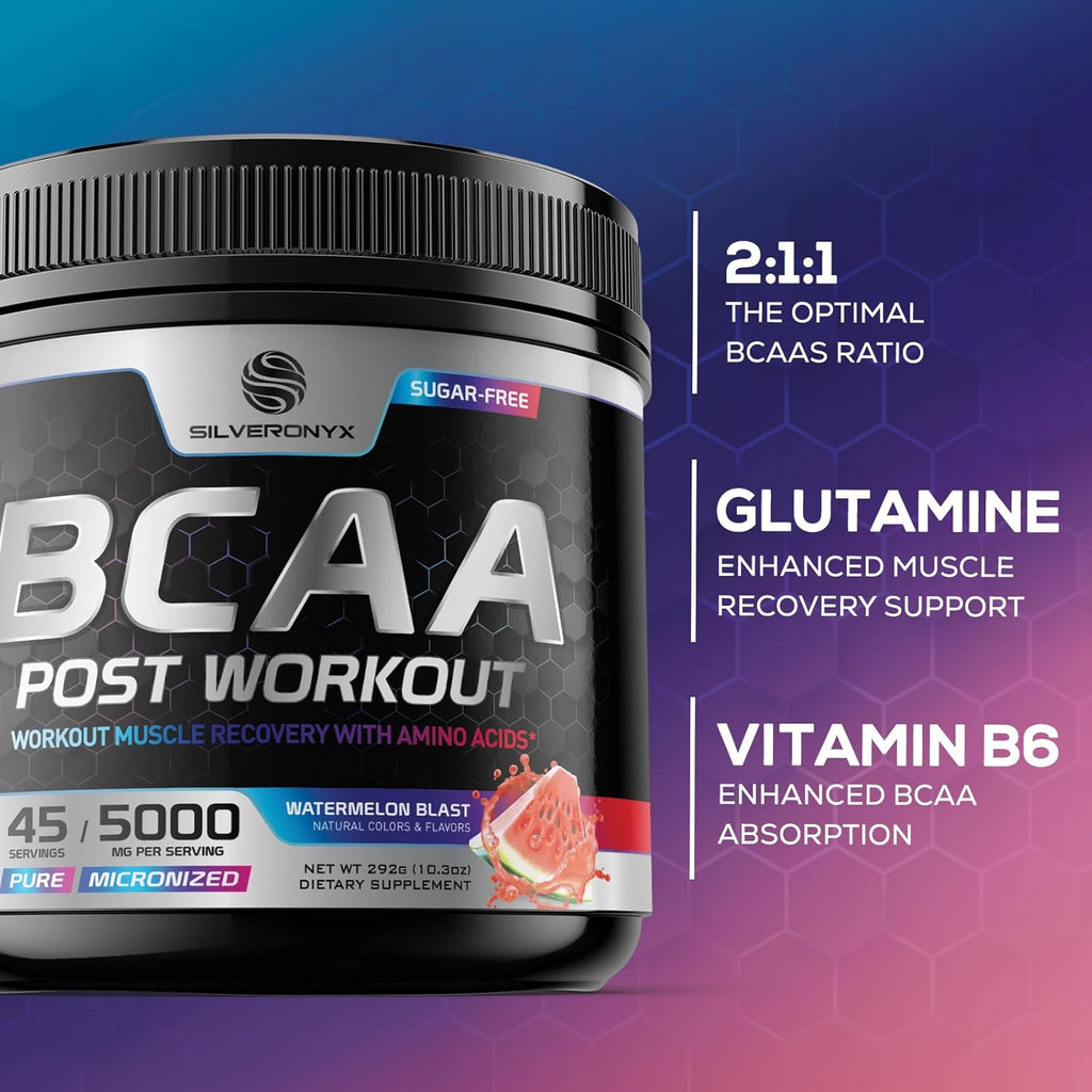 Amino Muscle Recovery Powder with BCAAs - Post Workout Drink for Men & Women - Watermelon, 45 Servings F526172