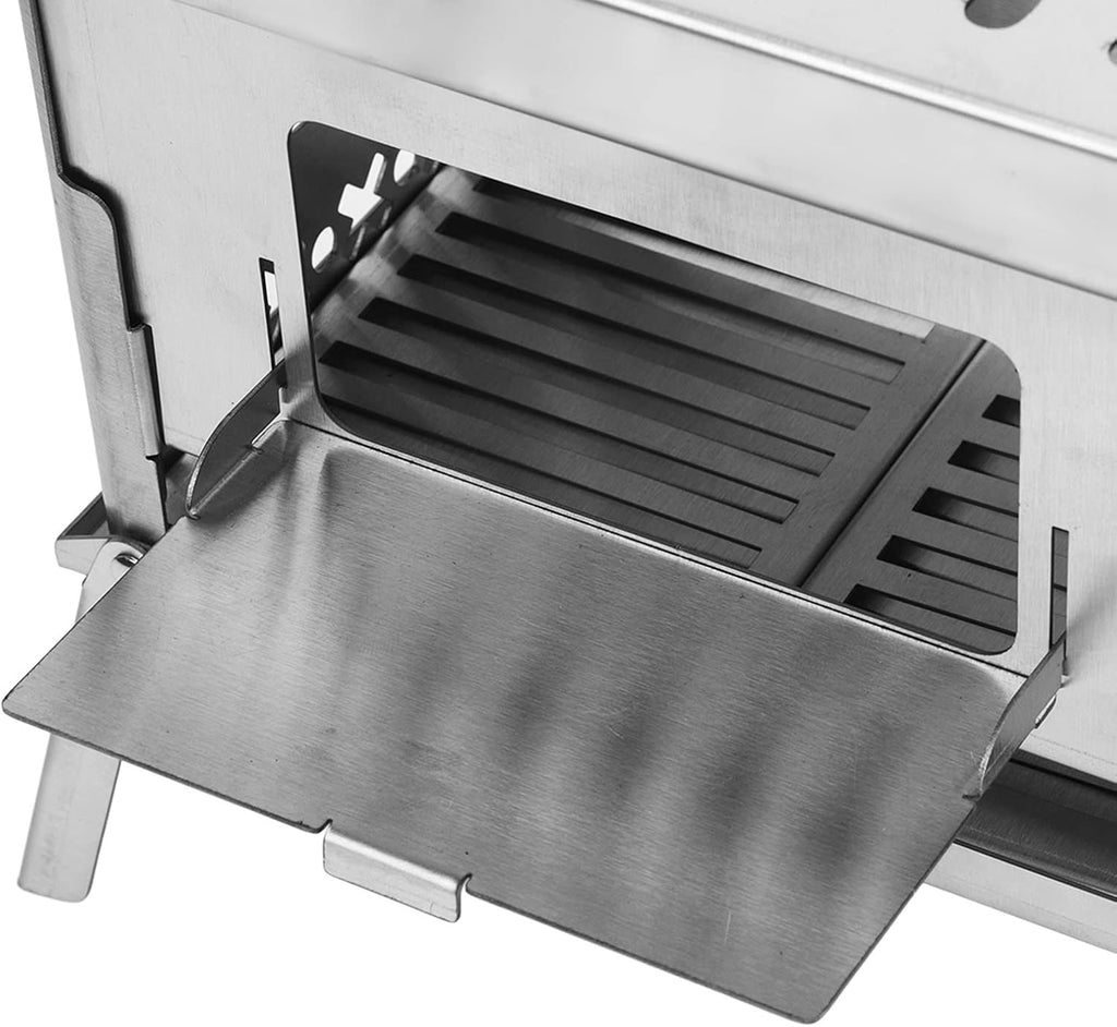 Folding Wood Burning Stove Stainless Steel Portable Camping BBQ Kit E546