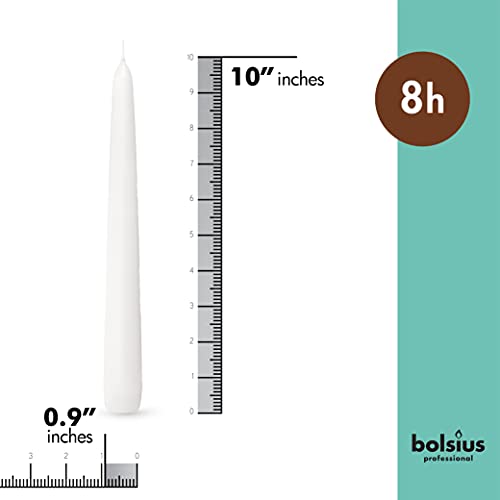 BOLSIUS Long White Taper Candles 10-Inch Unscented Bulk Pack of 30 C5126