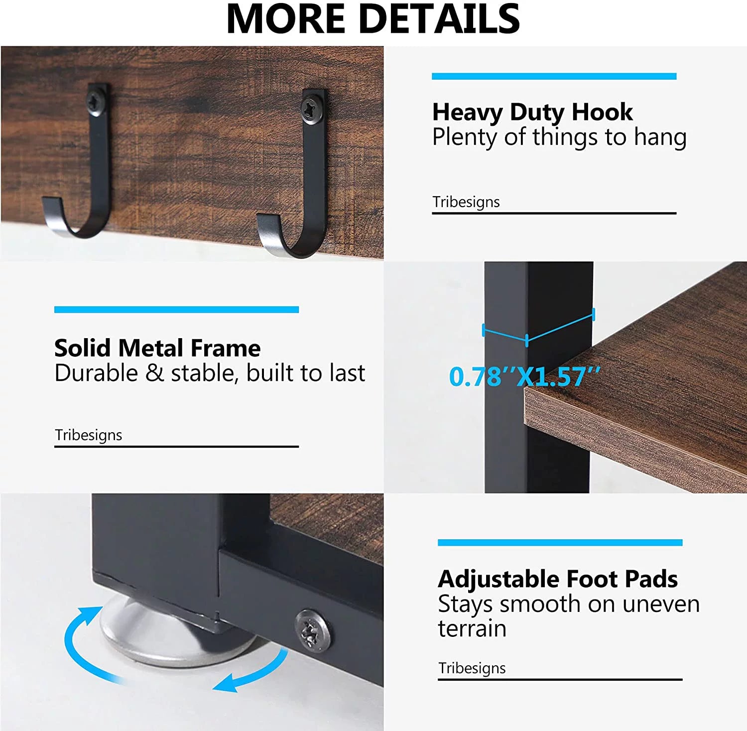 Tribesigns Hall Tree with Bench, 3 Cubbies, 7 Hooks V315602