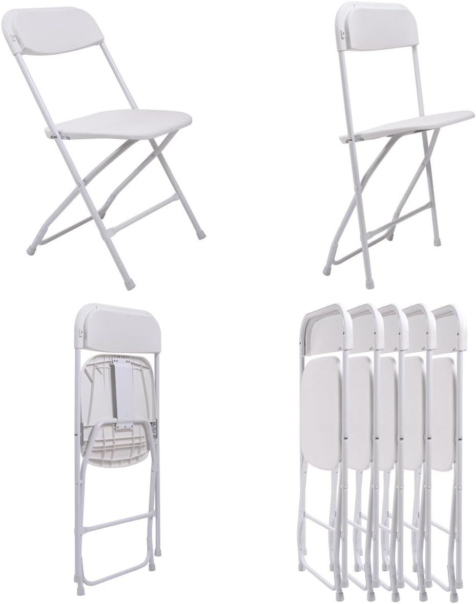 10-Pack Plastic Folding Chair Stackable White for Indoor & Outdoor X39648